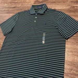Polo Ralph Lauren Polo Shirt Mens L. Performance Green Black Striped Pony NWT